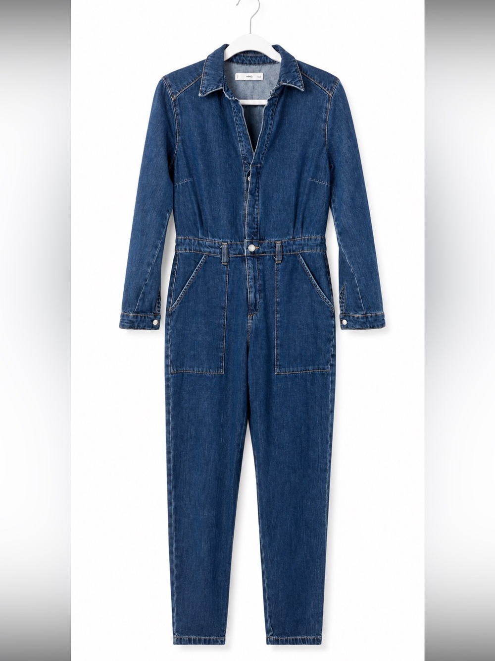 Mango Denim Long Sleeve Jumpsuit